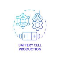 Battery cell production blue gradient concept icon. Lithium industry. Portable electronics manufacturing. Round shape line illustration. Abstract idea. Graphic design. Easy to use in brochure, booklet vector