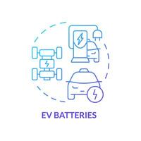 EV batteries blue gradient concept icon. Electric vehicle, charging infrastructure. smart battery management. Round shape line illustration. Abstract idea. Graphic design. Easy to use in brochure vector