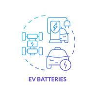 EV batteries blue gradient concept icon. Electric vehicle, charging infrastructure. smart battery management. Round shape line illustration. Abstract idea. Graphic design. Easy to use in brochure vector