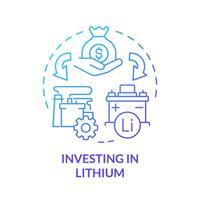 Investing in lithium blue gradient concept icon. Circular economy. Clean energy, decarbonization. Round shape line illustration. Abstract idea. Graphic design. Easy to use in brochure, booklet vector