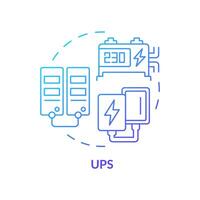 Uninterruptible power supply blue gradient concept icon. Lithium ion batteries. Energy storage system. Round shape line illustration. Abstract idea. Graphic design. Easy to use in brochure, booklet vector