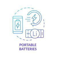 Portable batteries blue gradient concept icon. Consumer electronics. Lithium revolution, fast charging. Round shape line illustration. Abstract idea. Graphic design. Easy to use in brochure, booklet vector