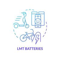 lmt baterías azul degradado concepto icono. portátil consumidor electrónica. avanzado energía almacenamiento sistemas redondo forma línea ilustración. resumen idea. gráfico diseño. fácil a utilizar en folleto, folleto vector