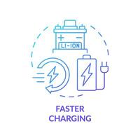 Faster charging blue gradient concept icon. Charging evolution. Lithium batteries revolution. Round shape line illustration. Abstract idea. Graphic design. Easy to use in brochure, booklet vector