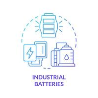 Industrial batteries blue gradient concept icon. Processing industries. Charging evolution. High energy density. Round shape line illustration. Abstract idea. Graphic design. Easy to use in brochure vector