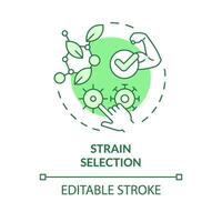 Strain selection green concept icon. Selective agriculture, seed modification. Genetic modification. Round shape line illustration. Abstract idea. Graphic design. Easy to use in blog post vector