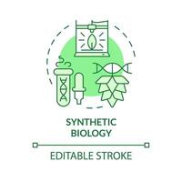 Synthetic biology green concept icon. Synthetic organisms, hybrid agriculture. Bioengineering cultivation. Round shape line illustration. Abstract idea. Graphic design. Easy to use in article vector