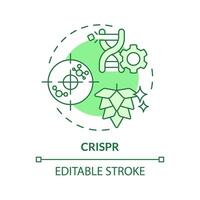 crispr verde concepto icono. adn recombinación, sintético biología. gene bioingeniería redondo forma línea ilustración. resumen idea. gráfico diseño. fácil a utilizar en artículo, Blog enviar vector