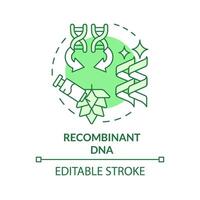 Recombinant DNA green concept icon. Genome sequencing, rna interference. Crop improvement. Round shape line illustration. Abstract idea. Graphic design. Easy to use in article, blog post vector