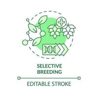 Selective breeding green concept icon. Seed modification, artificial selection. Synthetic biology. Round shape line illustration. Abstract idea. Graphic design. Easy to use in article, blog post vector