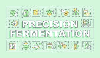 Precision fermentation green word concept. Genetic technology. Typography banner. Flat design. Vector illustration with title text, editable line icons. Ready to use