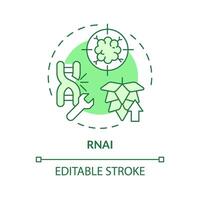 RNAi green concept icon. Rna interference. Genetic modification. Microorganism bioengineering. Round shape line illustration. Abstract idea. Graphic design. Easy to use in article, blog post vector