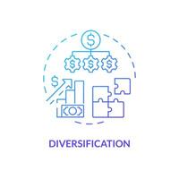 Diversification blue gradient concept icon. Investment strategy. Risk mitigation technique. P2P loans. Round shape line illustration. Abstract idea. Graphic design. Easy to use in marketing vector