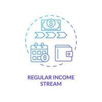 Regular income stream blue gradient concept icon. Monthly interest payments from borrowers. Investment. Round shape line illustration. Abstract idea. Graphic design. Easy to use in marketing vector