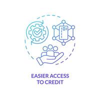 Easier access to credit blue gradient concept icon. P2P lending advantages for borrowers. Access to capital. Round shape line illustration. Abstract idea. Graphic design. Easy to use in marketing vector