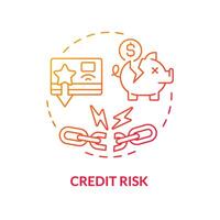 Credit risk red gradient concept icon. Risk of default. P2P loans. Borrower fails to make required payments. Round shape line illustration. Abstract idea. Graphic design. Easy to use in marketing vector