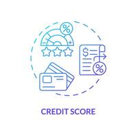 Credit score blue gradient concept icon. Analysis of credit files. Creditworthiness. P2P lending. Round shape line illustration. Abstract idea. Graphic design. Easy to use in marketing vector