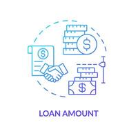 Loan amount blue gradient concept icon. Borrowing money. Deal between borrower and lender. P2P platform. Round shape line illustration. Abstract idea. Graphic design. Easy to use in marketing vector