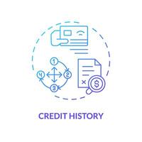 crédito historia azul degradado concepto icono. crédito tarjeta cuentas información, préstamos, reembolso registros. redondo forma línea ilustración. resumen idea. gráfico diseño. fácil a utilizar en márketing vector