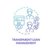 Transparent loan management blue gradient concept icon. Loan options, interest rates, and fees. P2P lending. Round shape line illustration. Abstract idea. Graphic design. Easy to use in marketing vector
