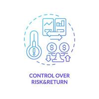 controlar terminado riesgo y regreso azul degradado concepto icono. más seguro, interés más bajo préstamos p2p préstamo plataformas redondo forma línea ilustración. resumen idea. gráfico diseño. fácil a utilizar en márketing vector