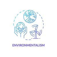 Environmentalism political movement blue gradient concept icon. Preservation nature. Pollution control, biodiversity. Round shape line illustration. Abstract idea. Graphic design. Easy to use vector