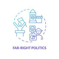 Far-right politics blue gradient concept icon. Xenophobia movement. Socialistic ideology. Traditional values. Round shape line illustration. Abstract idea. Graphic design. Easy to use vector