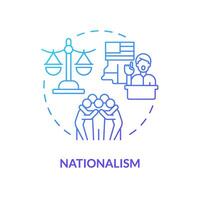 Nationalism political movement blue gradient concept icon. Government regulation ideology. Patriotism traditional values. Round shape line illustration. Abstract idea. Graphic design. Easy to use vector