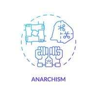 Anarchism political movement blue gradient concept icon. Decentralization policy. Classless autonomy. Individual freedom. Round shape line illustration. Abstract idea. Graphic design. Easy to use vector