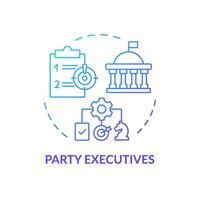 Political party executives blue gradient concept icon. Public sector politics. Constitution authority, federal government. Round shape line illustration. Abstract idea. Graphic design. Easy to use vector