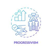 Progressivism ideology blue gradient concept icon. Human rights. Social institution, rule of law. Constitution authority. Round shape line illustration. Abstract idea. Graphic design. Easy to use vector