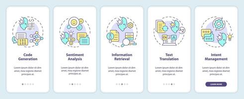 avanzado datos aplicaciones inducción móvil aplicación pantalla. recorrido 5 5 pasos editable gráfico instrucciones con lineal conceptos. ui, ux, gui modelo vector