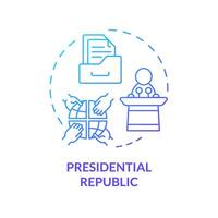 Presidential republic blue gradient concept icon. Branches government, constitution authority. Democratic ballot system. Round shape line illustration. Abstract idea. Graphic design. Easy to use vector