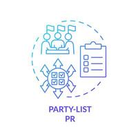 Party-list PR blue gradient concept icon. Democracy election, lobbying. Electoral voting system. Government structure. Round shape line illustration. Abstract idea. Graphic design. Easy to use vector