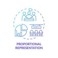 Proportional representation blue gradient concept icon. Vote proportion ballot system. Election voting, candidate selection. Round shape line illustration. Abstract idea. Graphic design. Easy to use vector