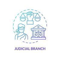 Judicial branch blue gradient concept icon. Justice supreme court. Human rights regulation. Social institution, democracy. Round shape line illustration. Abstract idea. Graphic design. Easy to use vector