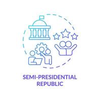 Semi-presidential republic blue gradient concept icon. Presidential, parliamentary structure. Federal government politics. Round shape line illustration. Abstract idea. Graphic design. Easy to use vector