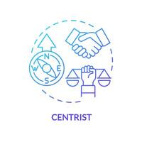 Centristic ideology blue gradient concept icon. Bipartisan, pragmatic dogma. Neutral political structure. Reform cooperation. Round shape line illustration. Abstract idea. Graphic design. Easy to use vector