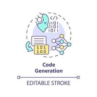 Code generation multi color concept icon. Software development assistance. Artificial intelligence. Round shape line illustration. Abstract idea. Graphic design. Easy to use in infographic vector