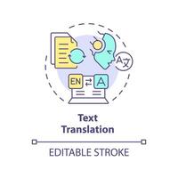 Text translation multi color concept icon. Artificial language translate. Data processing. Round shape line illustration. Abstract idea. Graphic design. Easy to use in infographic, presentation vector