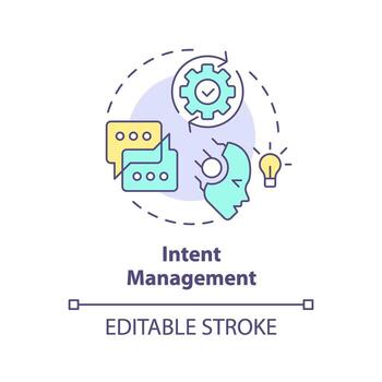 intención administración multi color concepto icono. natural idioma Procesando. sentimiento análisis. redondo forma línea ilustración. resumen idea. gráfico diseño. fácil a utilizar en infografía, presentación vector