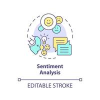 Sentiment analysis multi color concept icon. Natural language processing. Computational linguistics. Round shape line illustration. Abstract idea. Graphic design. Easy to use in infographic vector