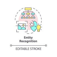 Entity recognition multi color concept icon. Image recognition, information hierarchy. Round shape line illustration. Abstract idea. Graphic design. Easy to use in infographic, presentation vector