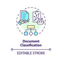 Document classification multi color concept icon. Natural language processing. Text recognition. Round shape line illustration. Abstract idea. Graphic design. Easy to use in infographic, presentation vector