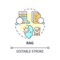 RAG multi color concept icon. Ai correct content generation. Machine learning techniques. Round shape line illustration. Abstract idea. Graphic design. Easy to use in infographic, presentation vector