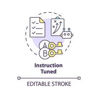 Instruction tuned multi color concept icon. Ai deep learning algorithms. Fine tuning. Round shape line illustration. Abstract idea. Graphic design. Easy to use in infographic, presentation vector