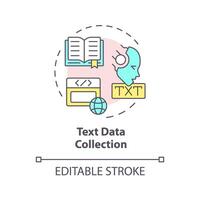 Text data collection multi color concept icon. Intelligence gathering, dataset. Round shape line illustration. Abstract idea. Graphic design. Easy to use in infographic, presentation vector