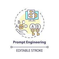 Prompt engineering multi color concept icon. Artificial intelligence usability. Pre-trained virtual assistants. Round shape line illustration. Abstract idea. Graphic design. Easy to use vector