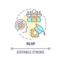 RLHF multi color concept icon. Reinforcement learning, human review. Deep learning techniques. Round shape line illustration. Abstract idea. Graphic design. Easy to use in infographic, presentation vector