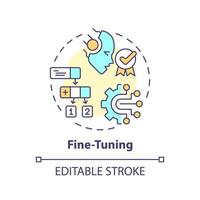 Ai fine-tuning multi color concept icon. Virtual assistant pre-training. Chatbot training data. Round shape line illustration. Abstract idea. Graphic design. Easy to use in infographic, presentation vector